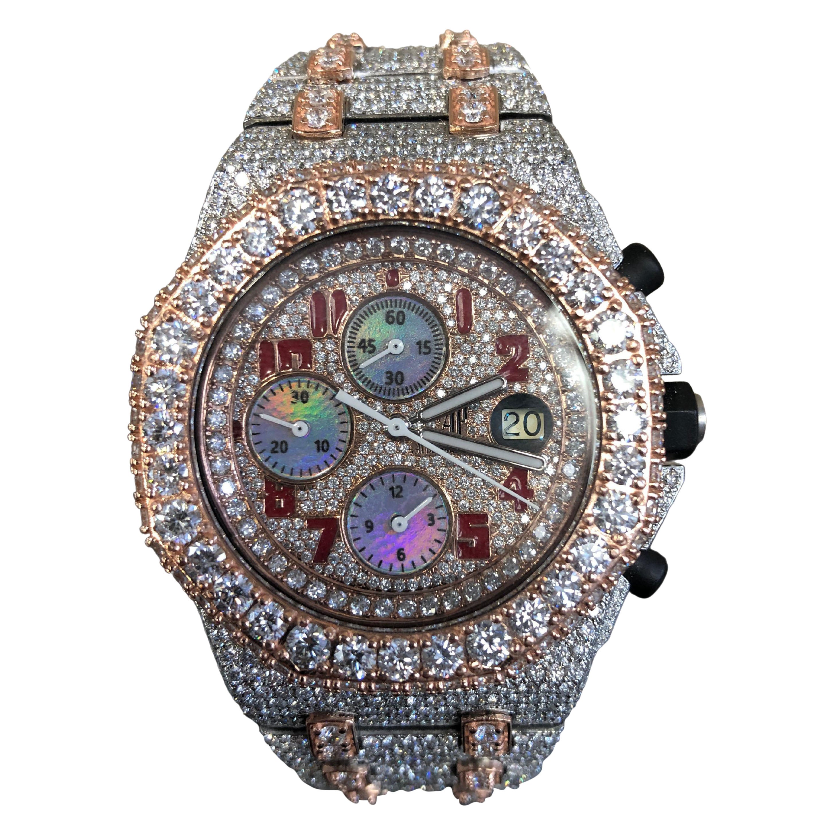 Audemars Piguet Offshore Customized 42 Carats Multicolor Dial Diamond Watch