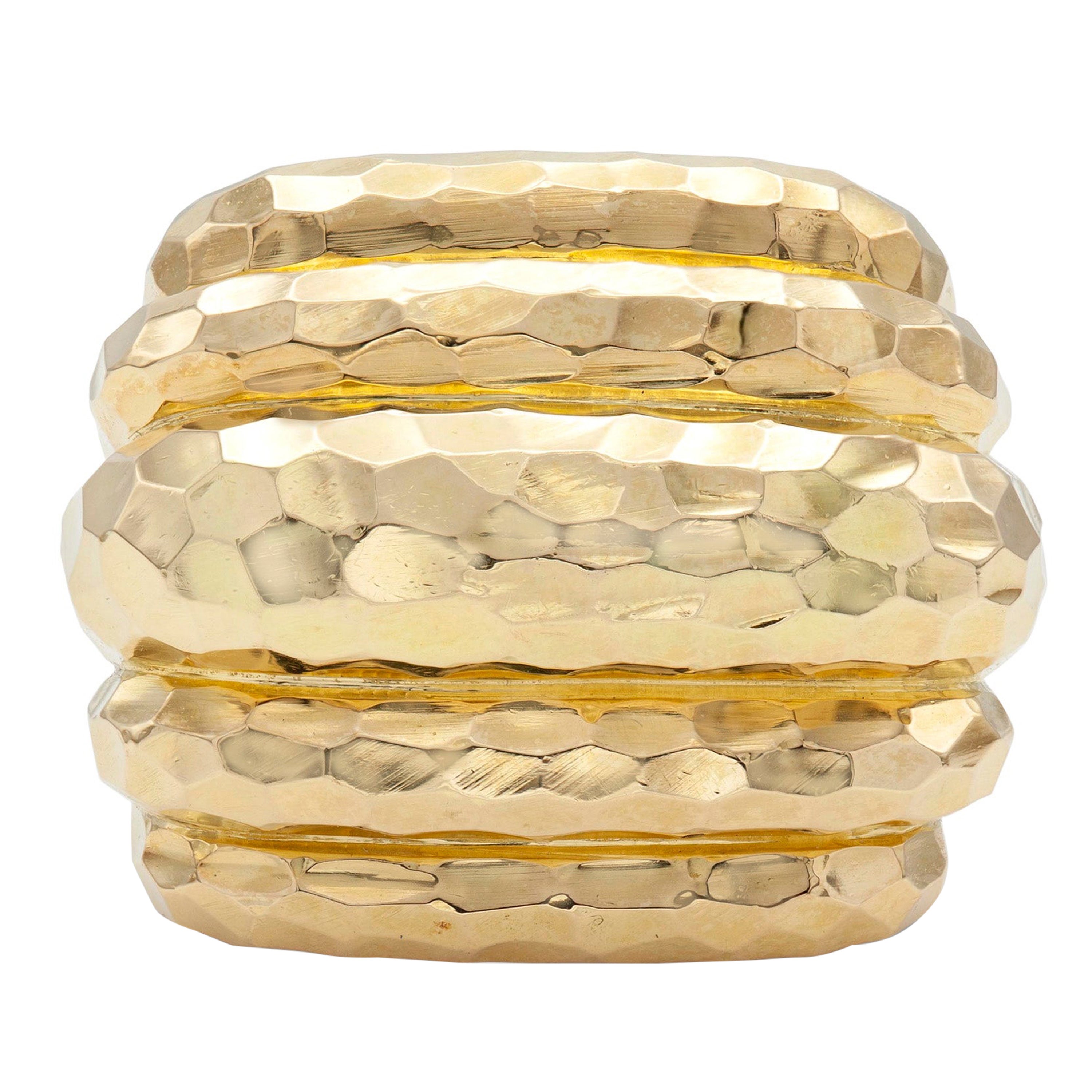 David Webb Hammered Gold Shrimp Style Ring
