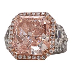 13 Carat Radiant Cut Fancy Pink Diamond Ring - GIA