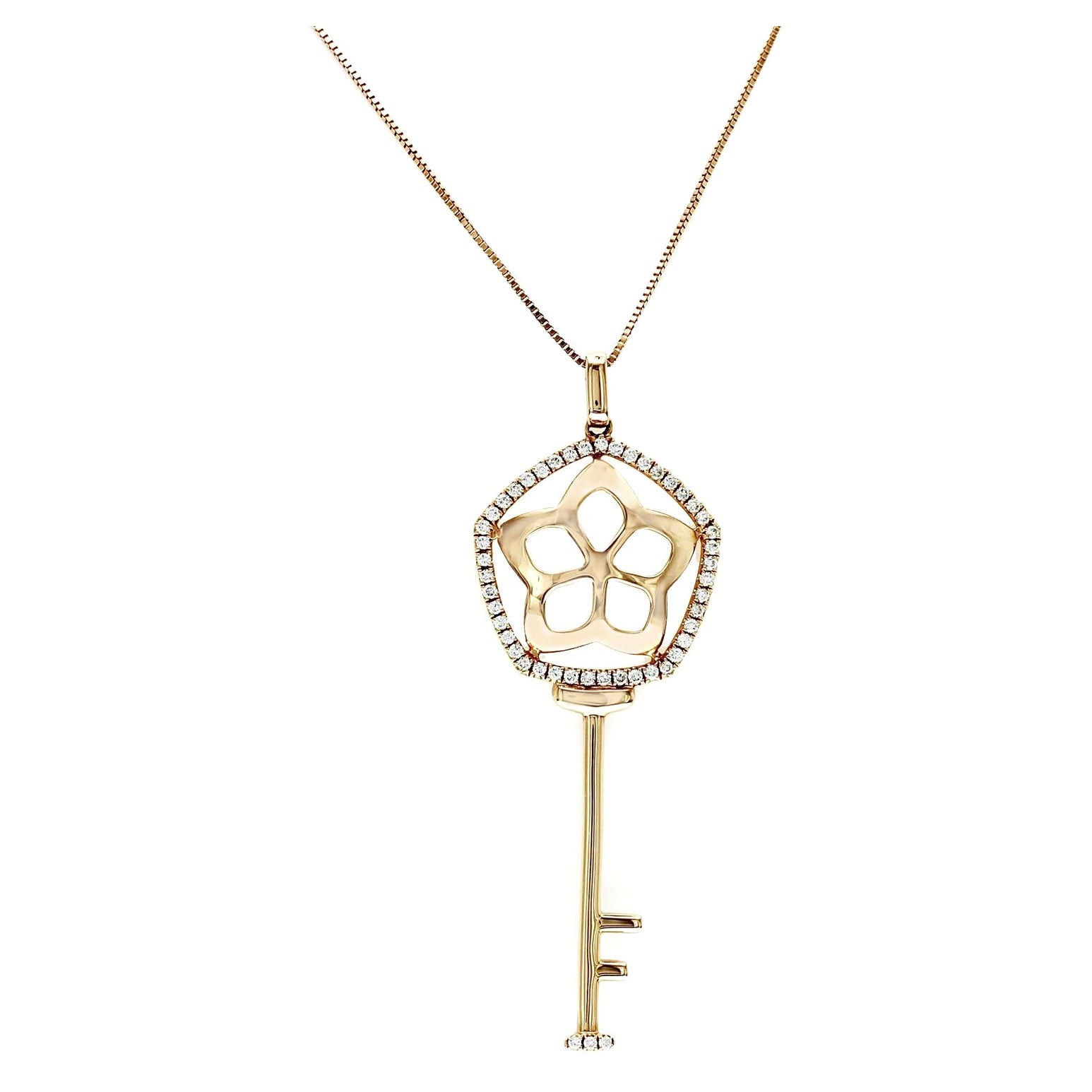 Piero Milano 18K Rose Gold 0.26 Ct Diamond Key Pendant Necklace