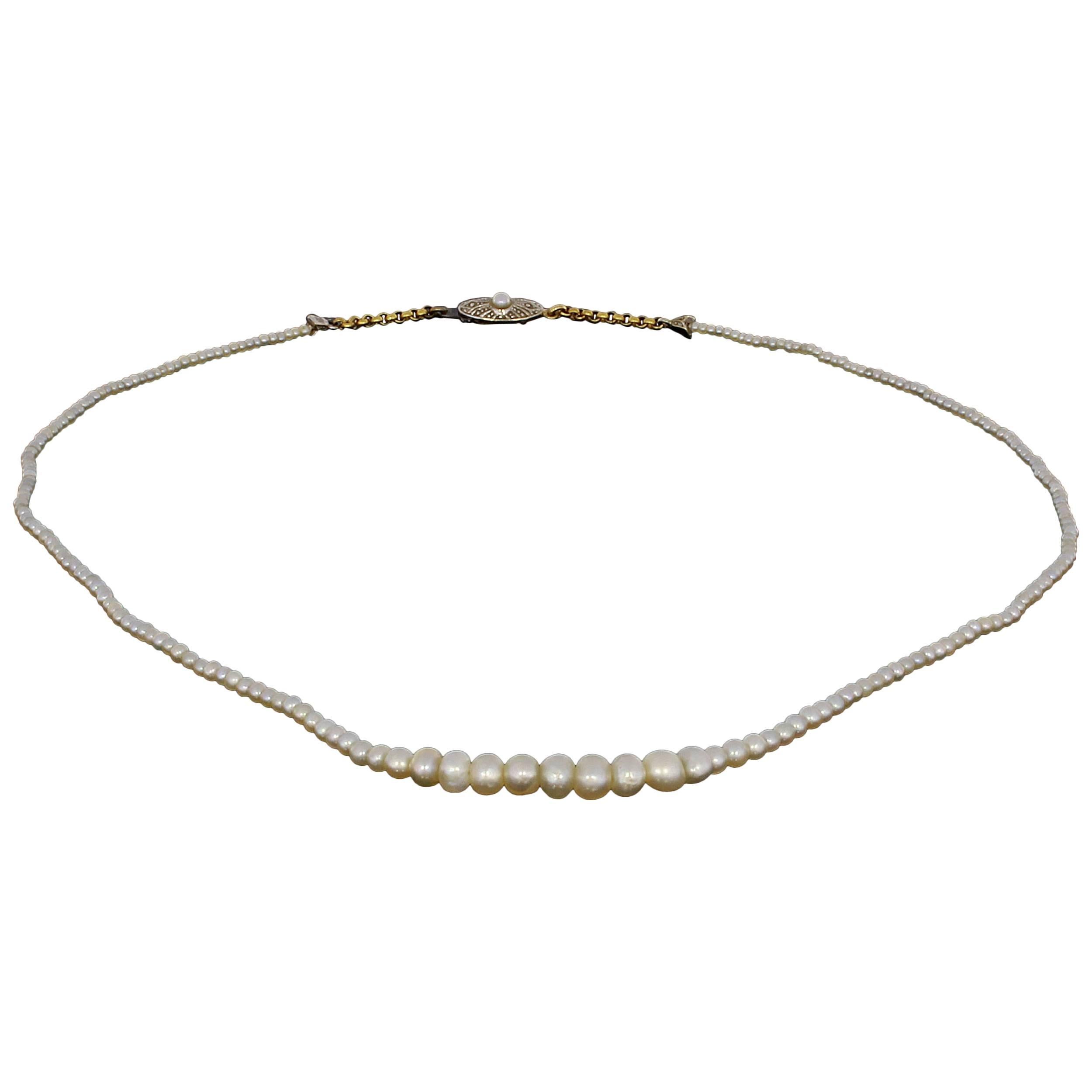 Art Nouveau Oriental Pearls Necklace For Sale
