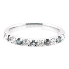 0.21 Carat Natural Color-Change Alexandrite and Diamond Band Set in Platinum