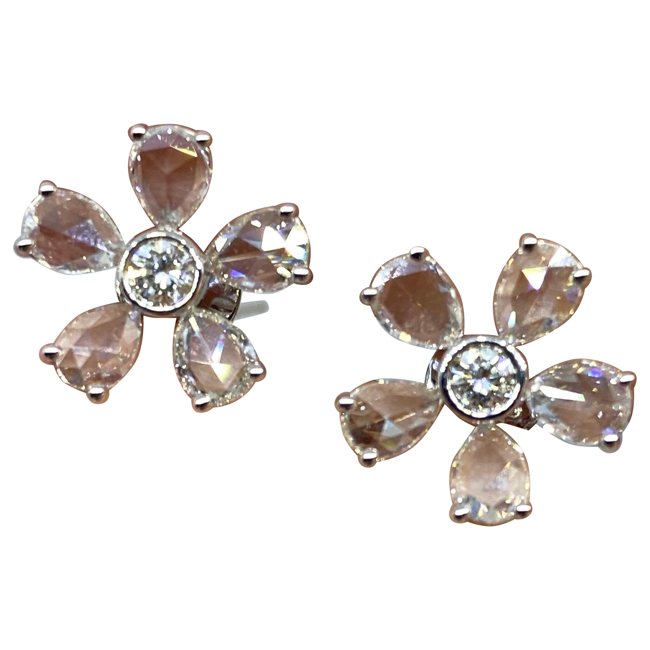 18K Rose Cut Diamond Earring