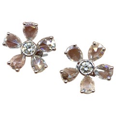 18 Karat Diamant-Ohrring mit Rosenschliff