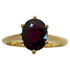 Bague solitaire ovale en or jaune 18 carats avec rubis rouge profond non traité certifié GIA de 1,03 carat