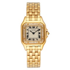 Cartier Panthere 18K Yellow Gold Diamonds Ladies Watch Box & Papers
