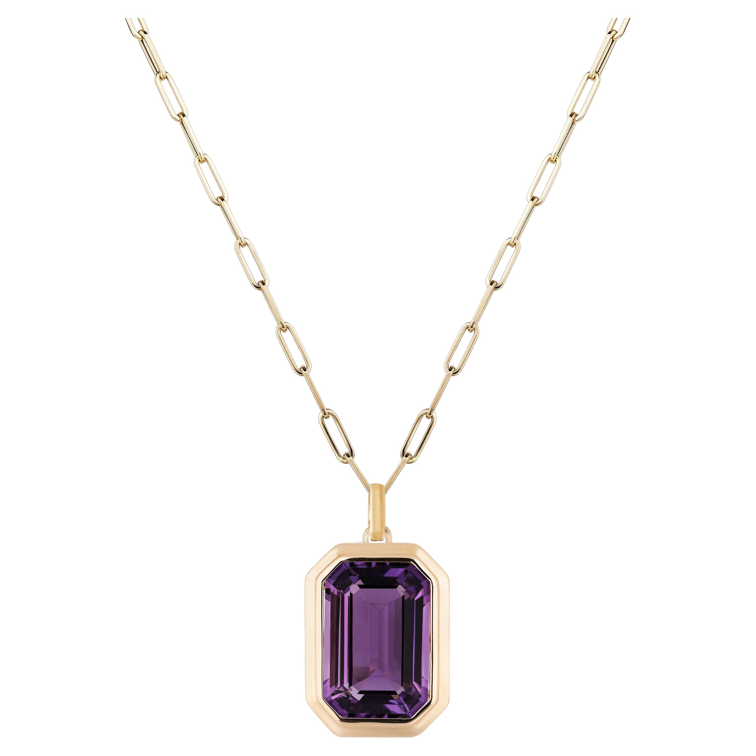 Goshwara Amethyst Emerald Cut Bezel Set Pendentif