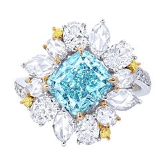 Emilio Jewelry GIA Certified 3.00 Carat Fancy Blue Diamond Ring