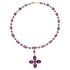 Antique Amethyst and Gold Chain Necklace with Detachable Cross Pendant ca.1880s