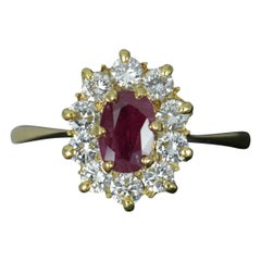 Classic Ruby and 0.85 Carat Diamond 18ct Gold Cluster Ring