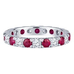 0.86ctw Round Ruby & 0.68ctw Round Diamond Eternity Band, 18k White Gold