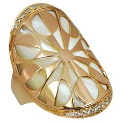Bulgari Intarsio Diamond Mother-of-pearl Rose Gold Ring