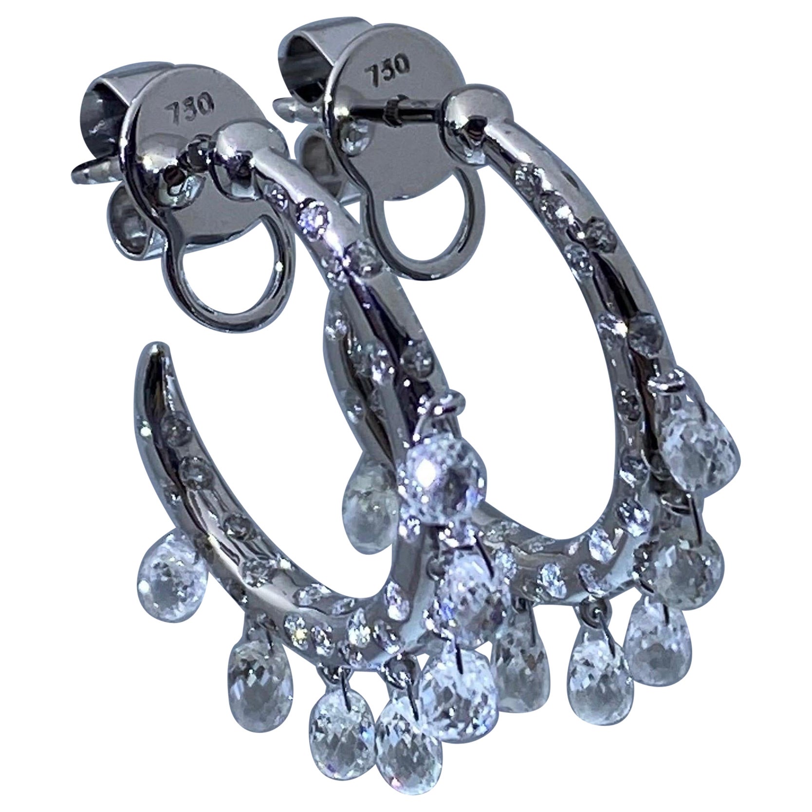18K Briolette Diamond Earring For Sale