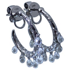 Boucles d'oreilles en diamants en forme de briolette 18 carats