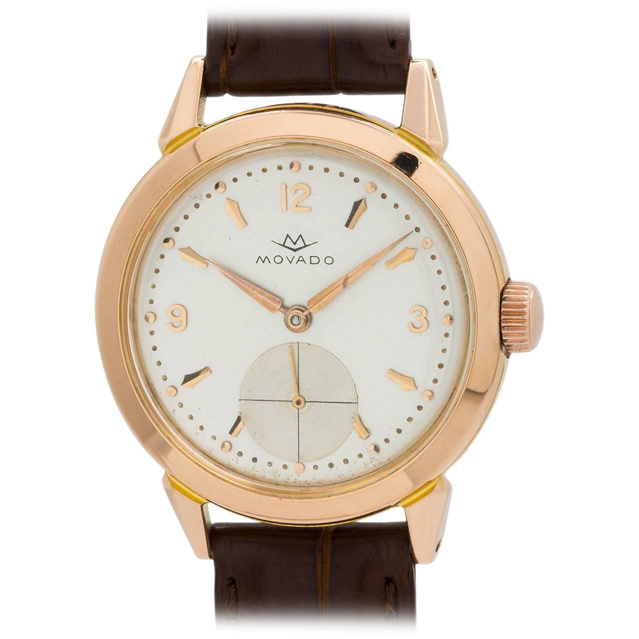 Movado Rose Gold Dress Wristwatch  For Sale