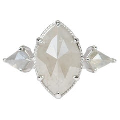 3.24ct Statement Marquise Diamond Center Kite Sides 14K Gold Engagement Ring