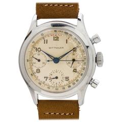 Retro Wittnauer Stainless Steel Chronograph Wristwatch 