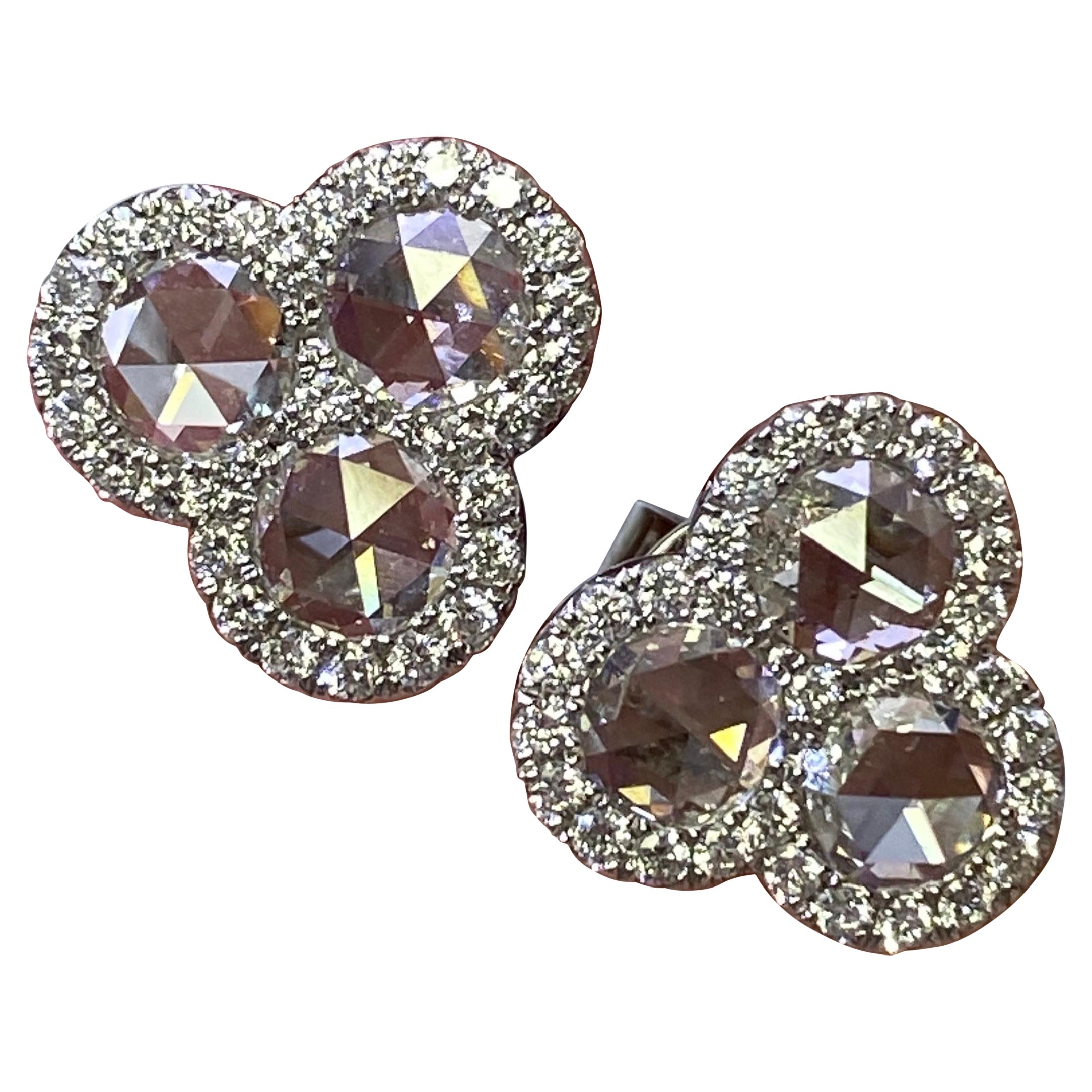 18k Rose Cut Diamond Earring For Sale