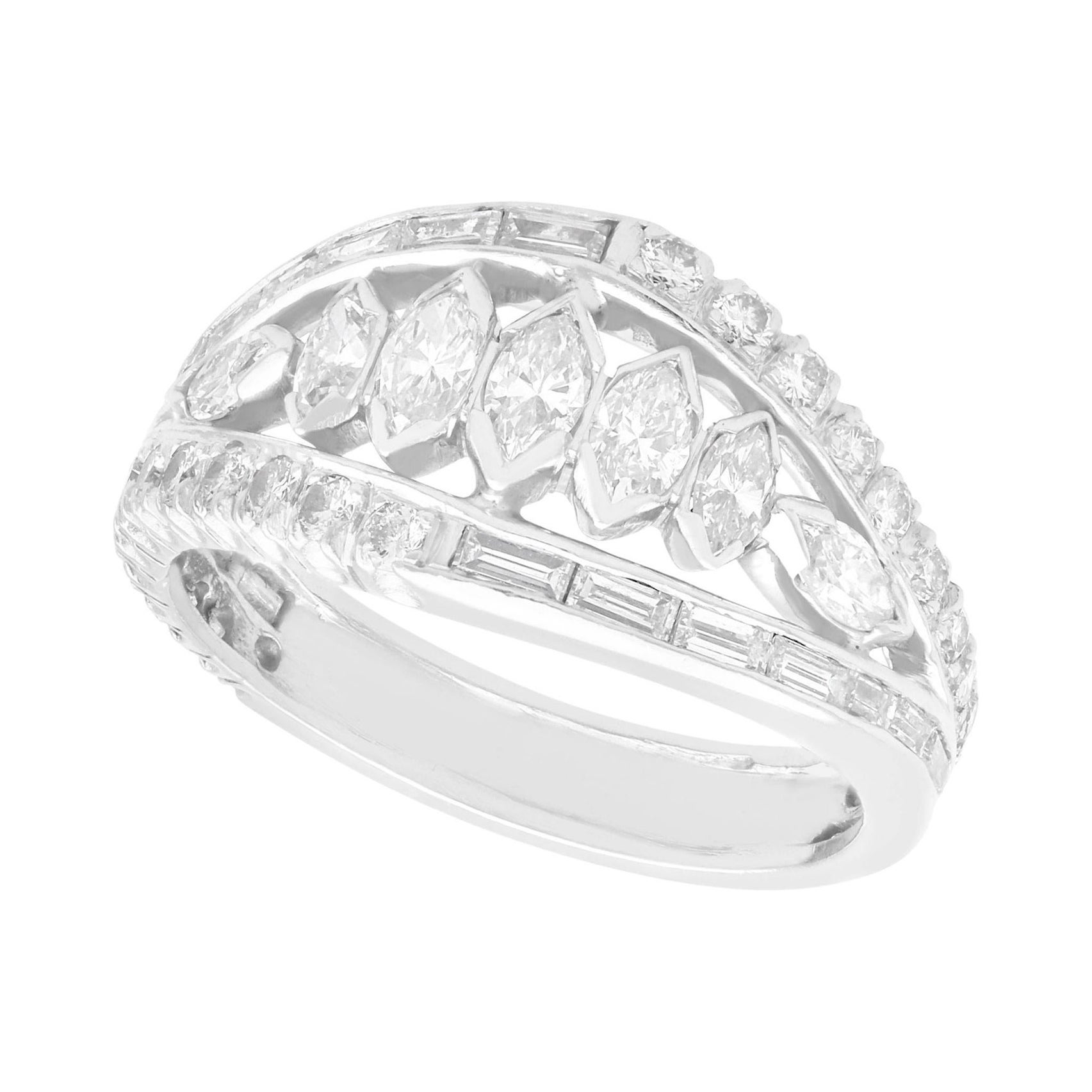 1930s 2.38 Carat Diamond and Platinum Engagment Ring For Sale