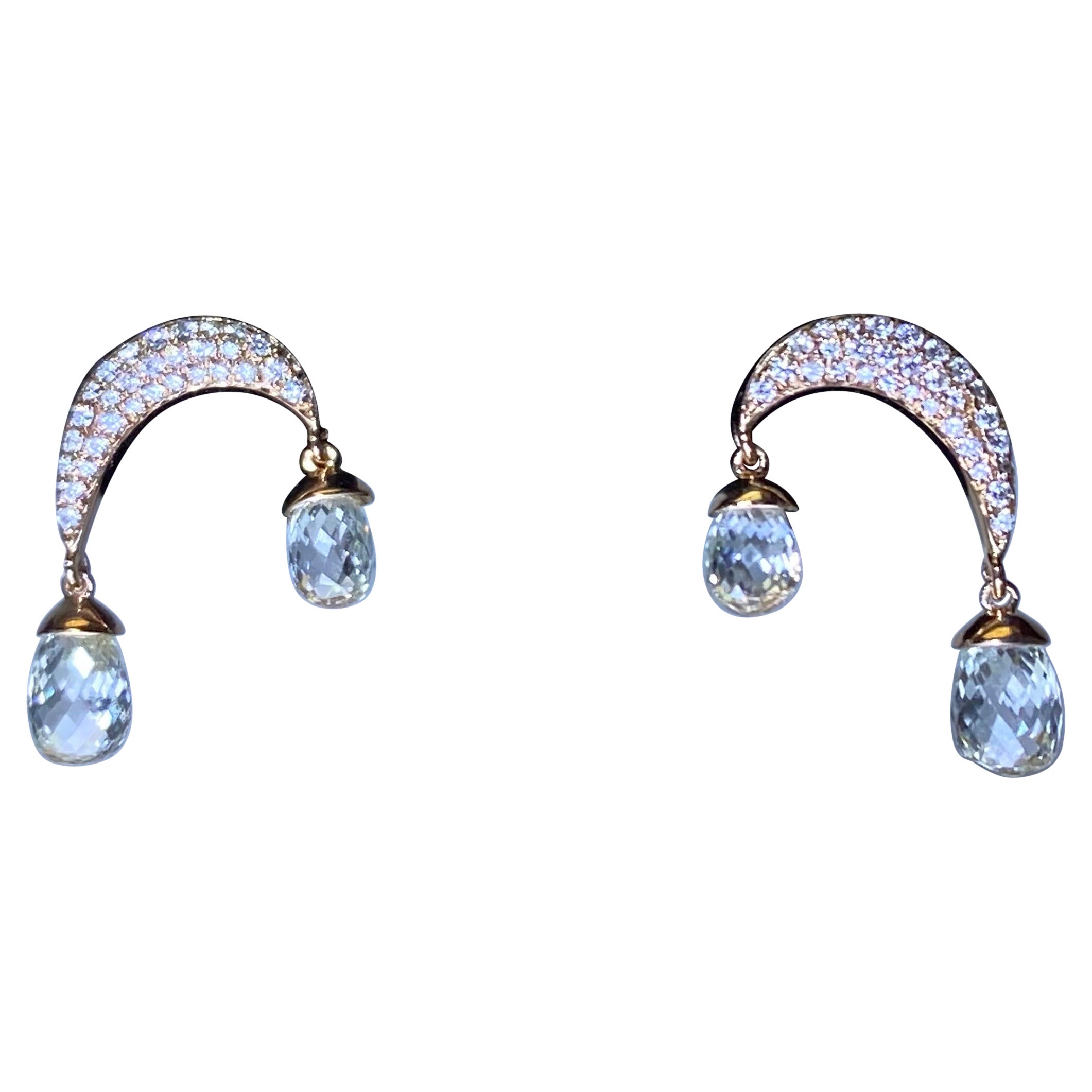 18k briolette diamond earring  For Sale