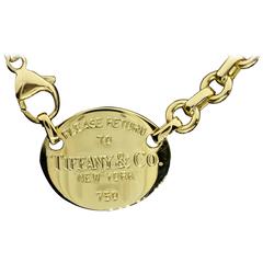 Tiffany & Co. Return to Tiffany Gold Oval Tag Necklace 
