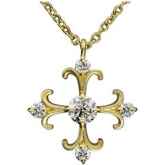 Hearts on Fire Fairy Tale Ideal Diamond Gold Cross Pendant