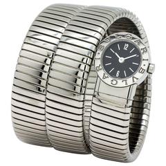 Bulgari Lady's Stainless Steel Snake Bracelet Quartz Wristwatch