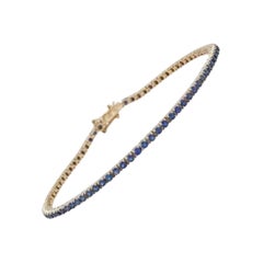 Blue Sapphire Tennis Bracelet - 14K Yellow Gold - 6.5"