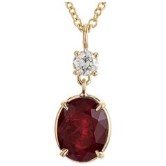 Peter Suchy Collier pendentif en or jaune avec rubis de 2,72 carats et diamants certifiés GIA