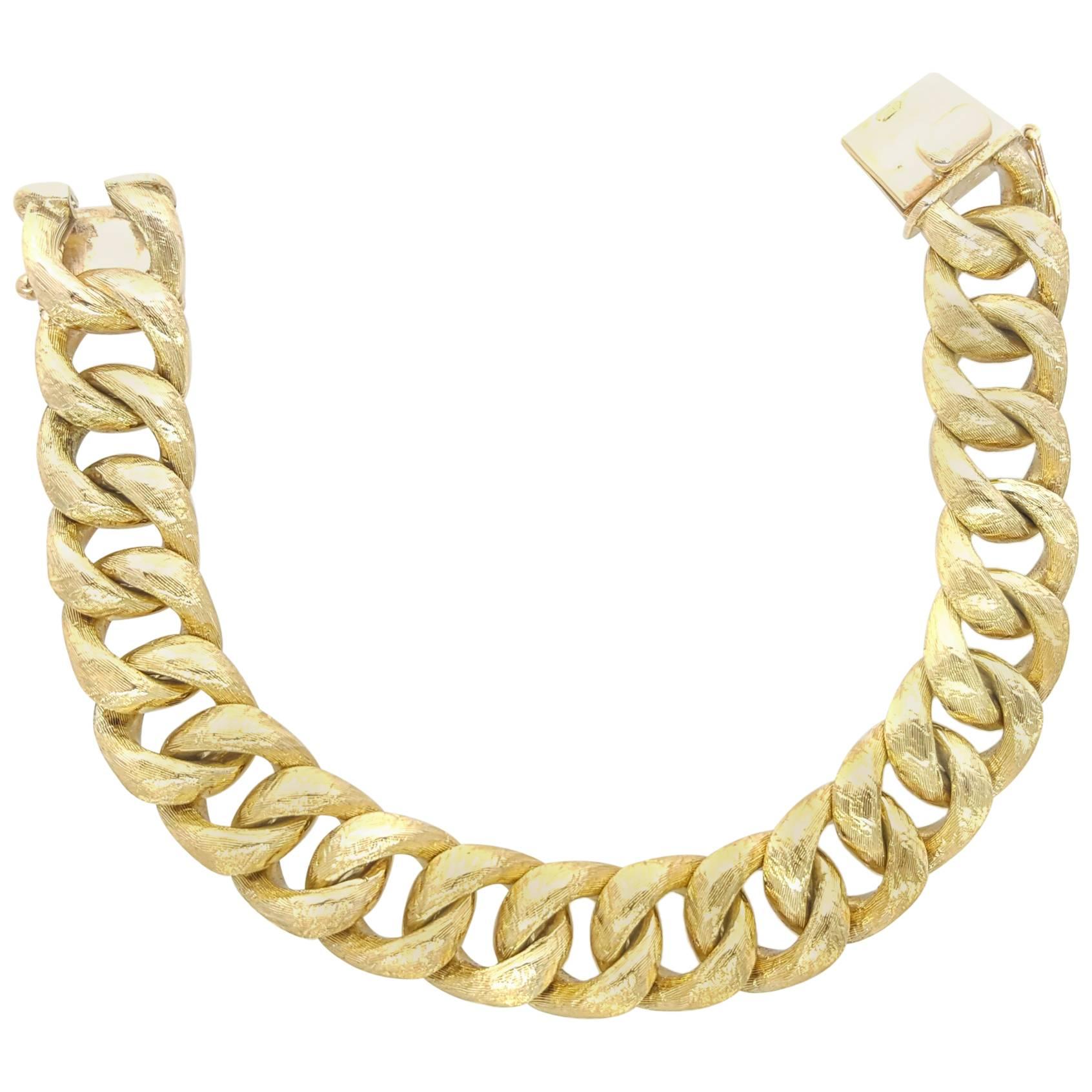 Heavy Solid Gold Curb Link Bracelet 