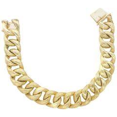 Vintage Heavy Solid Gold Curb Link Bracelet 