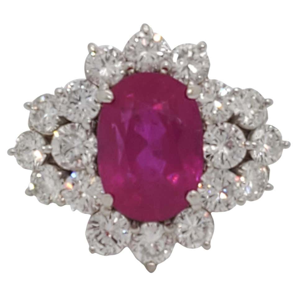 Contemporary Diamond and Sapphire Target Ring in Platinum For Sale at ...