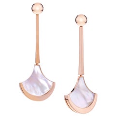 Earrings Rose Gold with Fan Shaped Mother of Pearl