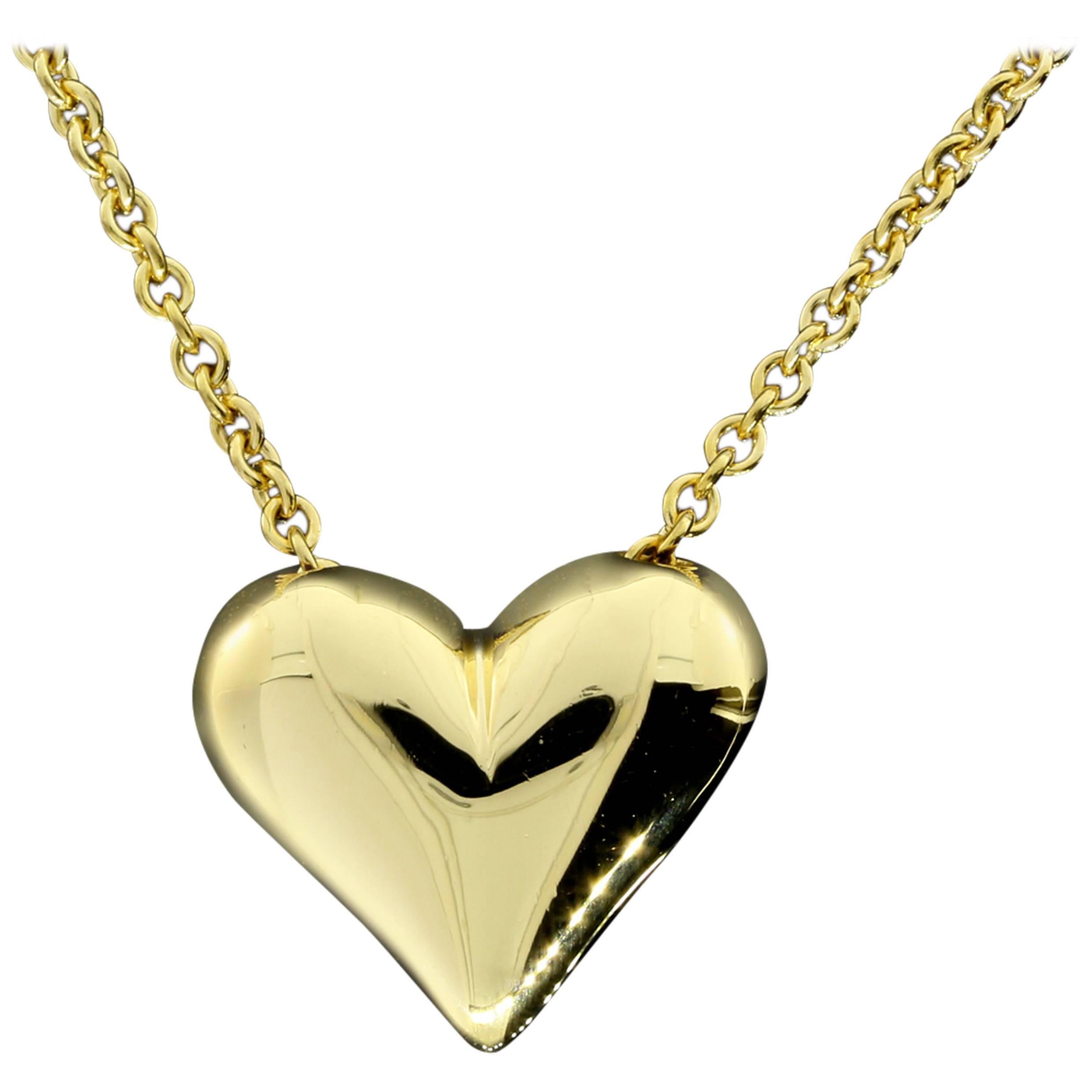 Tiffany & Co. Gold Puffed Heart Pendant Necklace