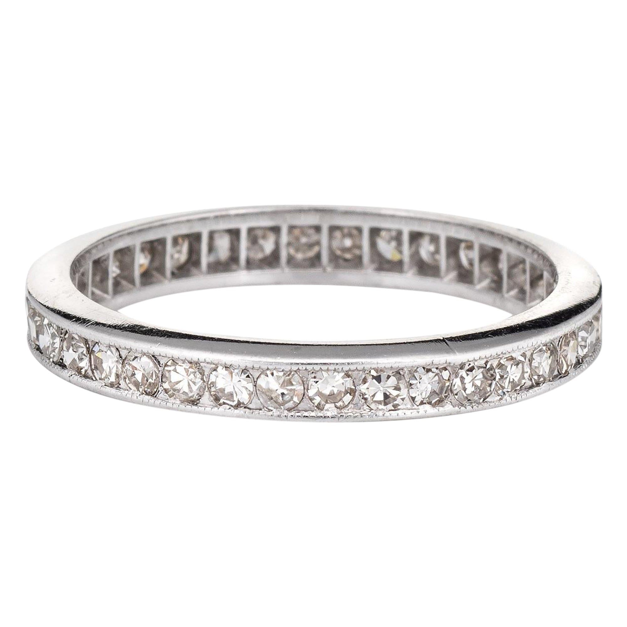 1921 Art Deco Platinum Wedding Band Ring For Sale at 1stDibs thin