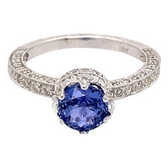 Art Deco Style 1.91ctt Ceylon Sapphire & Diamond Ring 18 Karat White Gold