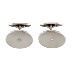 Pair of Modernist Georg Jensen Cufflinks in Sterling Silver and Gold