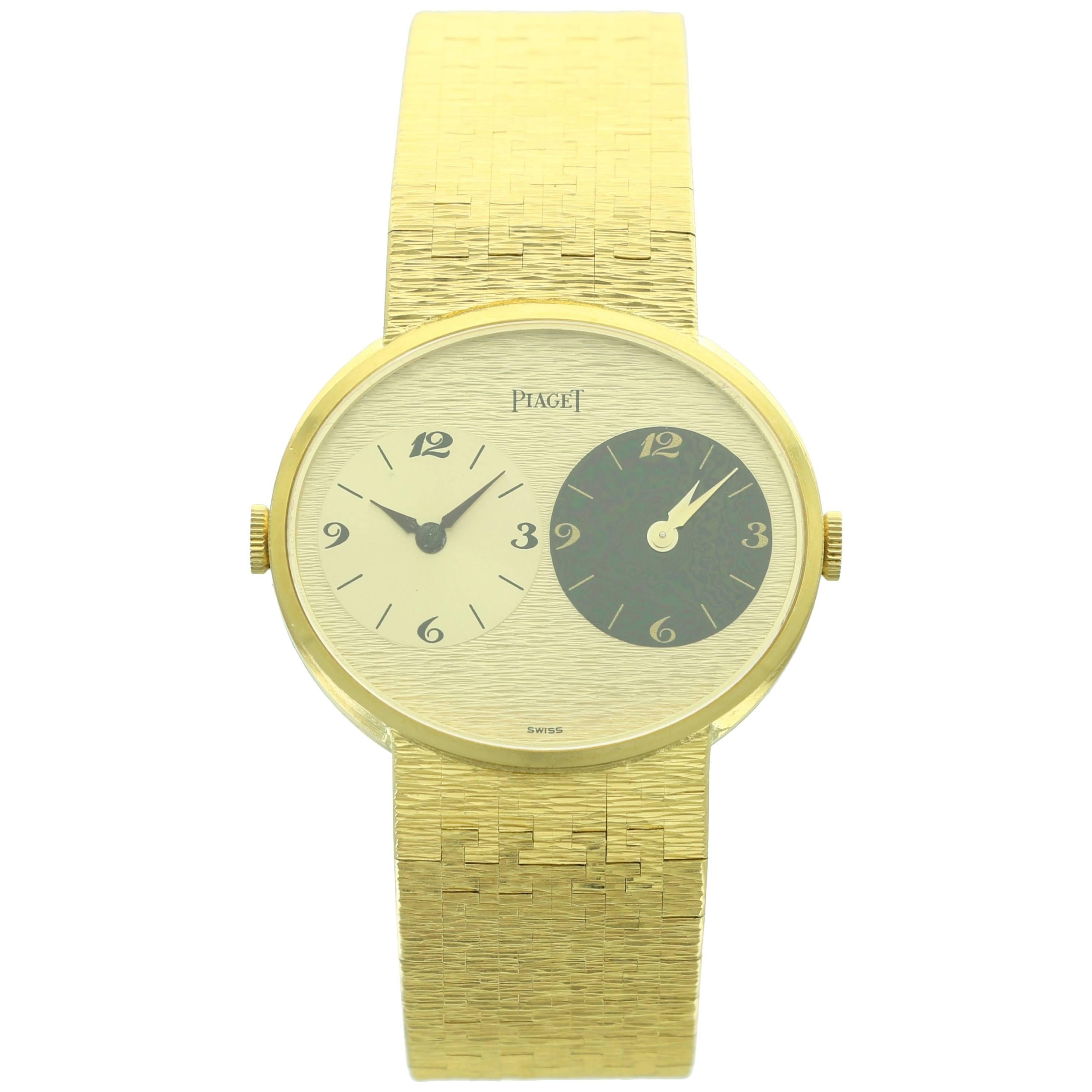 Piaget Yellow Gold Dual-Time Wristwatch Ref 612501 For Sale