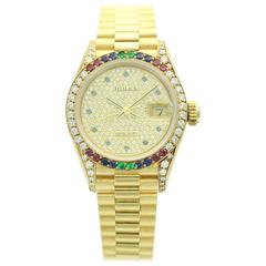 Rolex Lady's Yellow Gold Crown Collection Datejust Wristwatch Ref 69038