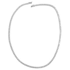14.60 Carat VVS Diamond 14K Gold Tennis Necklace