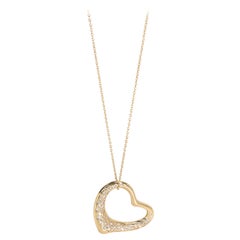 Tiffany & Co. Elsa Peretti Diamond Open Heart Pendant in 18k Yellow Gold 1 CTW