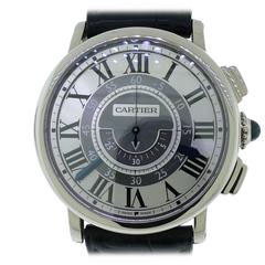 Cartier Rotonde Central Chronograph 18k White Gold Watch Ref W1556051