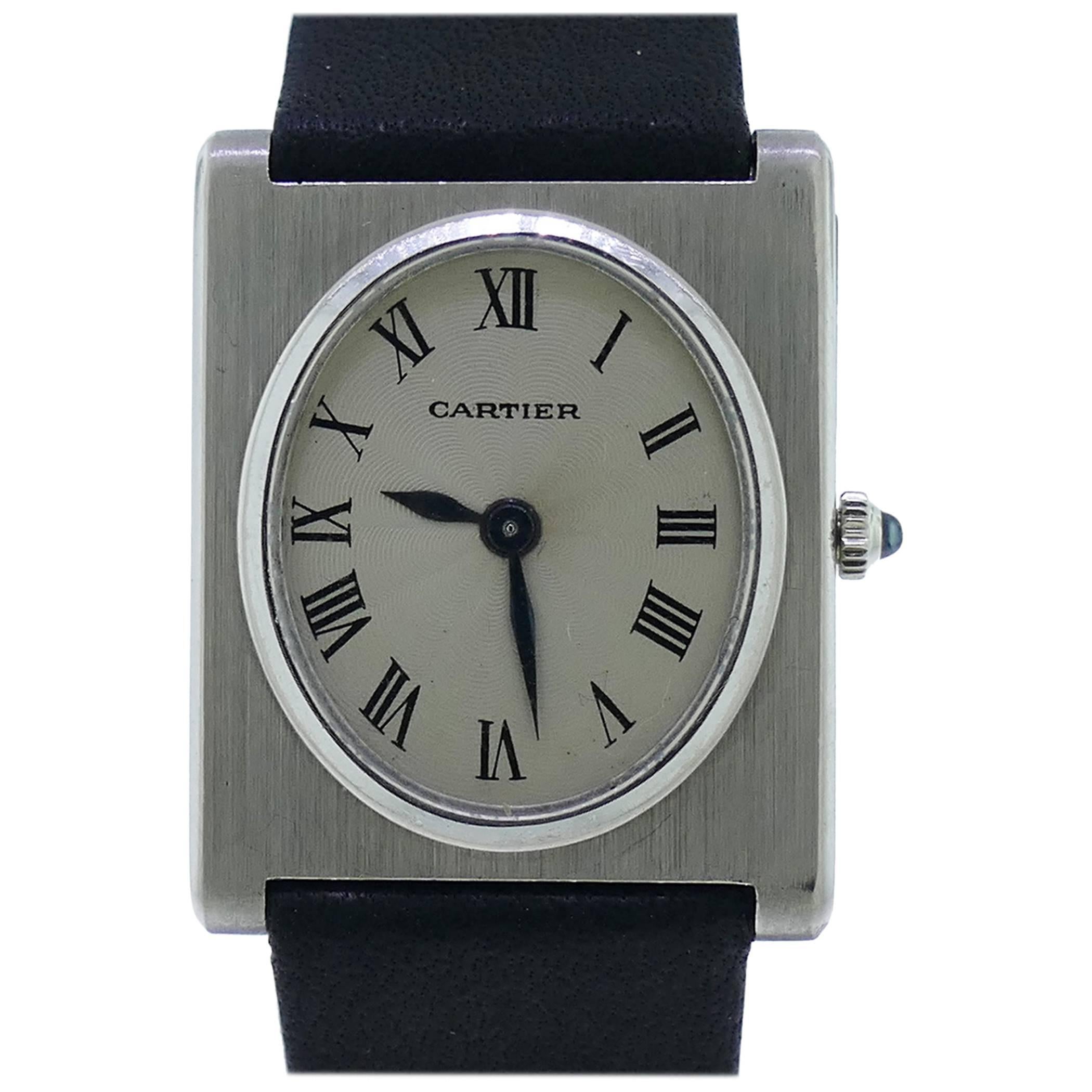 Mens Vintage Early Cartier / Piaget 18k White Gold Unusual Watch