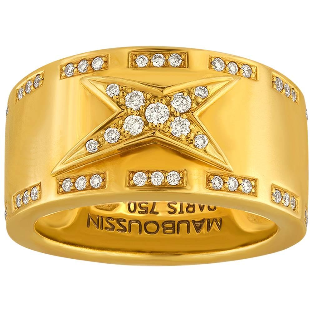 Mauboussin Etoile Divine Gold Band Ring Size 49 For Sale