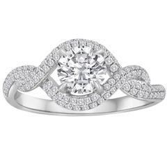 Round 0.51 Carat Twisted Halo Infinity Pave Diamond Gold Ring 3