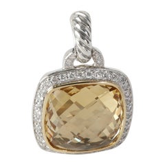 David Yurman Albion Citrine Diamond Pendant in 18k Gold/Sterling 0.32 CT
