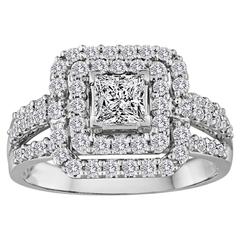Princess Cut 0.51 Carat Double Diamond Halo Ring 5