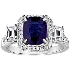 Certified No Heat 2.16 Carats Oval Blue Sapphire Diamond Ring 11