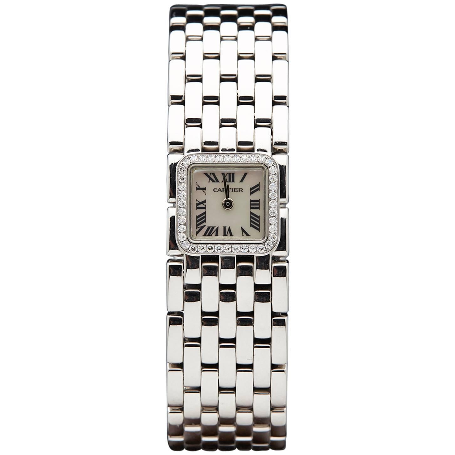 Cartier Lady's White Gold Diamonds Panthere Ruban Quartz Wristwatch