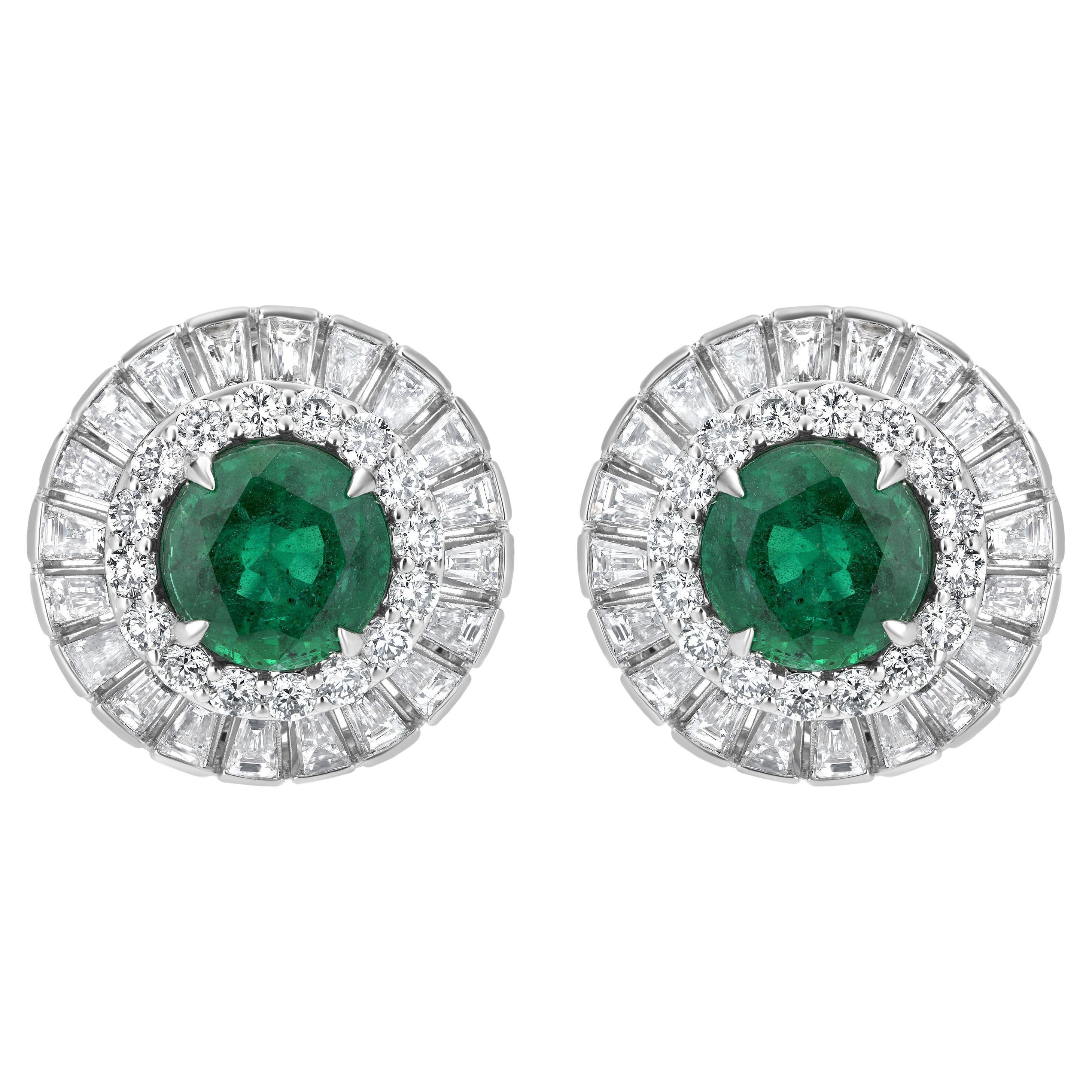Front Back Double Sided Emerald Stud Earrings For Sale at 1stDibs